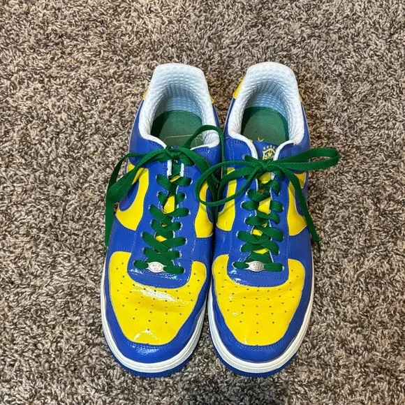 Nike Air Force 1 Blue and Yellow Shoes - Picture 7 of 8